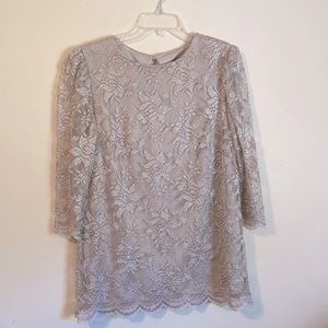 David rose lace shirt, beige, size large, but fits like a medium, shirt is lined